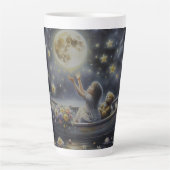 Whimsical Girl Moon Dream Fantasy Scene Latte Mok (Voorkant)