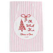 Whimsical Girl Oh What Fun 1st Birthday Party Medium Cadeauzakje (Voorkant)