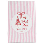 Whimsical Girl Oh What Fun 1st Birthday Party Medium Cadeauzakje (Achterkant)