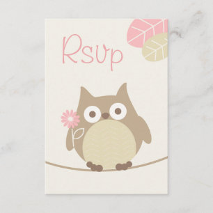 Whimsical Girl Owl Baby shower Rsvp Kaartje