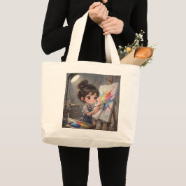 Whimsical Girl Painter Tote Bag
