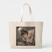Whimsical Girl Painter Tote Bag (Achterkant)
