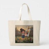 Whimsical Girl Painter Tote Bag (Achterkant)
