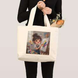 Whimsical Girl Painter Tote Bag