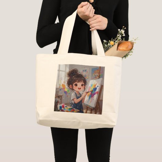 Whimsical Girl Painter Tote Bag (Voorkant (product))