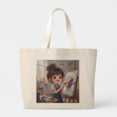 Whimsical Girl Painter Tote Bag (Achterkant)