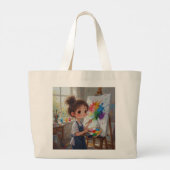 Whimsical Girl Painter Tote Bag (Achterkant)