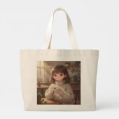 Whimsical Girl with Coffee Tote Bag (Achterkant)