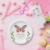 Whimsical Girls Butterfly Birthday Party Papieren Bordje (Feest)