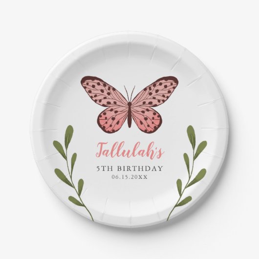 Whimsical Girls Butterfly Birthday Party Papieren Bordje (Voorkant)
