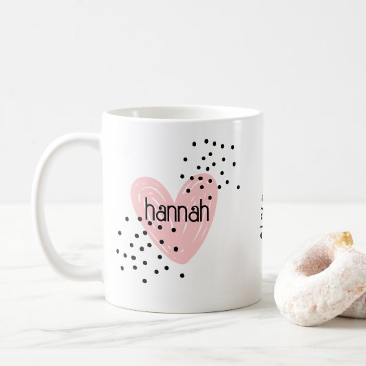 Whimsical Girls Hart Schattigee Gepersonaliseerd M Koffiemok (Met donut)