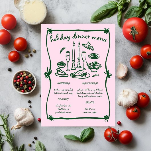 Whimsical Girly Christmas Holiday Dinner Party Menu