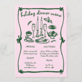 Whimsical Girly Christmas Holiday Dinner Party Menu (Voorkant)