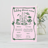 Whimsical Girly Christmas Holiday Dinner Party Menu (Staand voorkant)