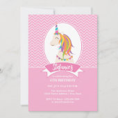 Whimsical Girly Pink Rainbow Eenhoorn Meisje Verja Kaart (Voorkant)