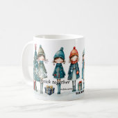 Whimsical Girly Sisters Kerstmis Koffiemok (Voorkant links)