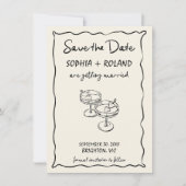 Whimsical Glasses Hearts Drawn Save the Date Kaart (Voorkant)
