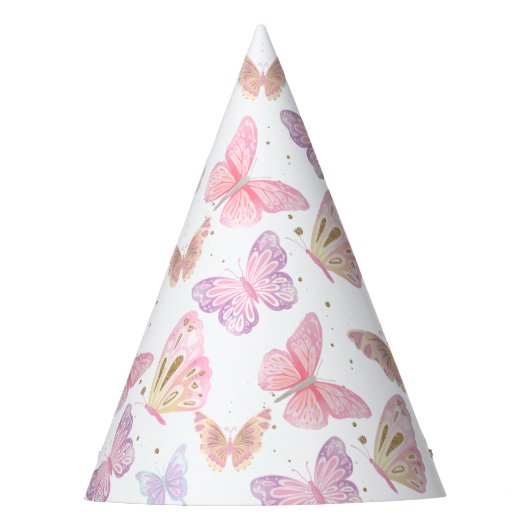 Whimsical Glitter Butterfly Kids Verjaardag Feesthoedjes (Voorkant)