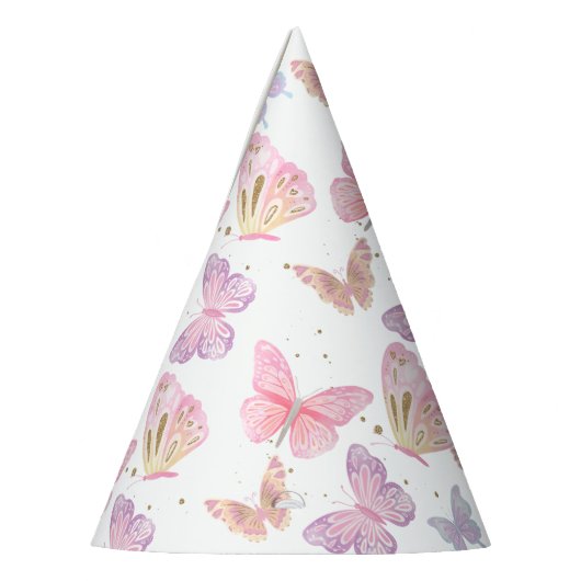 Whimsical Glitter Butterfly Kids Verjaardag Feesthoedjes (Links)