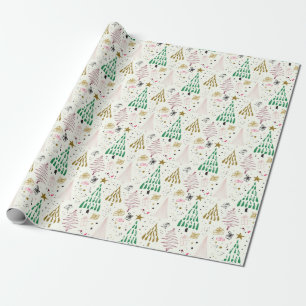 Whimsical Glitter Kerstbomen Holiday Cadeaupapier