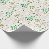 Whimsical Glitter Kerstbomen Holiday Cadeaupapier (Hoek)