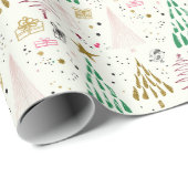 Whimsical Glitter Kerstbomen Holiday Cadeaupapier (Rol Hoek)