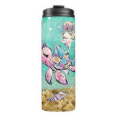 *~* Whimsical Glitter Mermaid Zee Turtle Shells Thermosbeker (Voorkant)