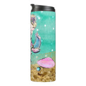 *~* Whimsical Glitter Mermaid Zee Turtle Shells  Thermosbeker (Geroteerd rechts)