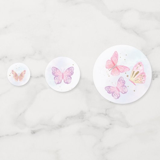 Whimsical Glitter Pastel Vlinder Verjaardagsfeestj Confetti (Voorkanten)