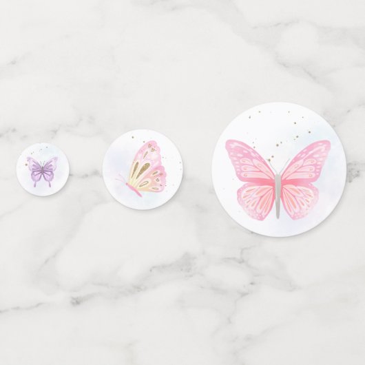 Whimsical Glitter Pastel Vlinder Verjaardagsfeestj Confetti (Achterkanten)