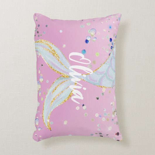 Whimsical Glitter Zeemeermin Beachy Onder het Zee Accent Kussen (Voorkant(Verticaal))