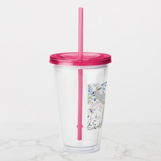 Whimsical Glitter Zeemeermin Beachy Onder het Zee Acryl Drinkbeker (Rechts)