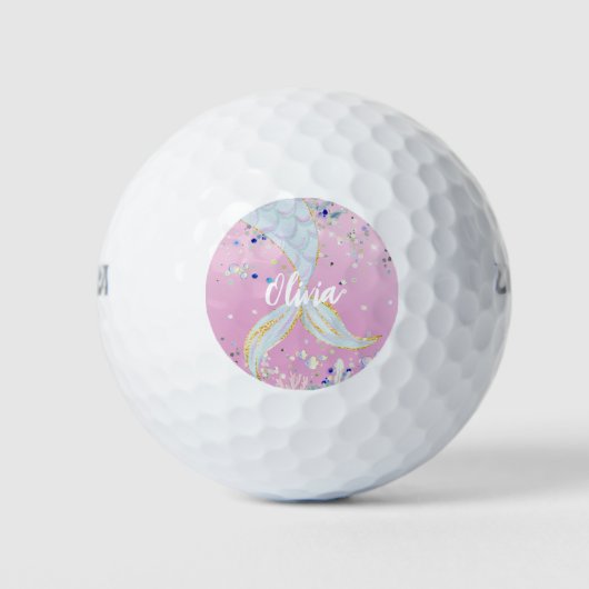 Whimsical Glitter Zeemeermin Beachy Onder het Zee Golfballen (Voorkant)