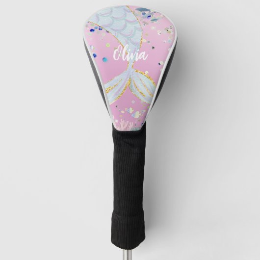 Whimsical Glitter Zeemeermin Beachy Onder het Zee Golfheadcover (Voorkant)