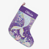 Whimsical Glitter Zeemeermin Beachy Onder het Zee Grote Kerstsok (Voorkant (Hangend))