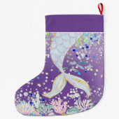 Whimsical Glitter Zeemeermin Beachy Onder het Zee Grote Kerstsok (Achterkant)