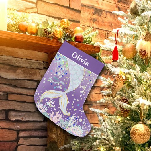 Whimsical Glitter Zeemeermin Beachy Onder het Zee Grote Kerstsok