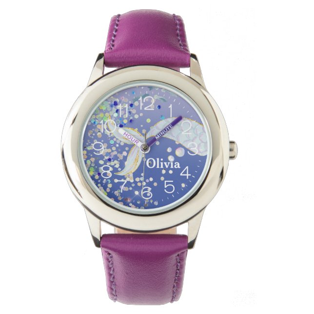 Whimsical Glitter Zeemeermin Beachy Onder het Zee Horloge (Voorkant)