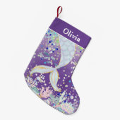 Whimsical Glitter Zeemeermin Beachy Onder het Zee Kleine Kerstsok (Voorkant (Hangend))