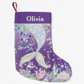 Whimsical Glitter Zeemeermin Beachy Onder het Zee Kleine Kerstsok (Voorkant)