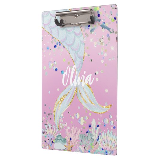 Whimsical Glitter Zeemeermin Beachy Onder het Zee Klembord (Links)