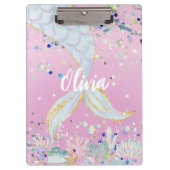 Whimsical Glitter Zeemeermin Beachy Onder het Zee Klembord (Voorkant)