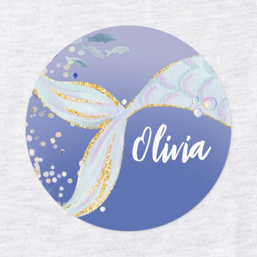 Whimsical Glitter Zeemeermin Beachy Onder het Zee Labels (Design 1)