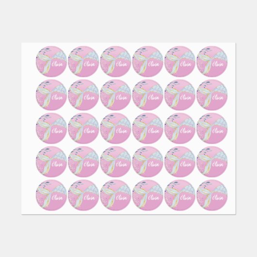 Whimsical Glitter Zeemeermin Beachy Onder het Zee Labels (Vel)