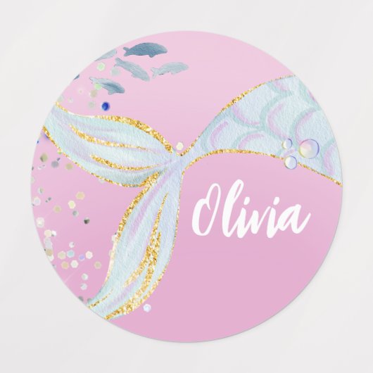 Whimsical Glitter Zeemeermin Beachy Onder het Zee Labels (Design 1)