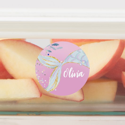 Whimsical Glitter Zeemeermin Beachy Onder het Zee Labels (Aangebracht)