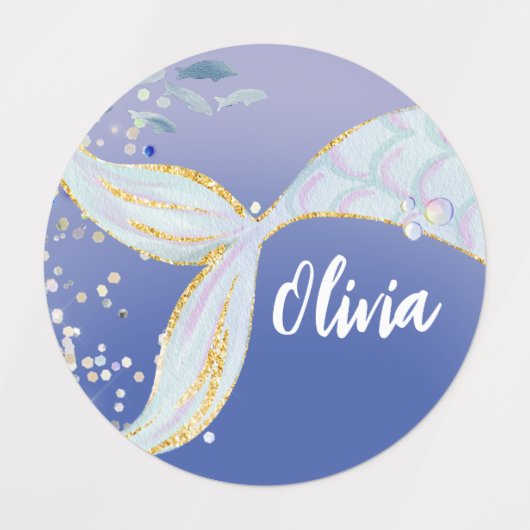 Whimsical Glitter Zeemeermin Beachy Onder het Zee Labels (Design 2)