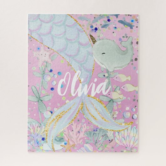 Whimsical Glitter Zeemeermin Beachy Onder het Zee Legpuzzel (Verticaal)