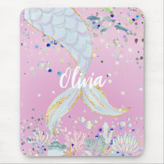 Whimsical Glitter Zeemeermin Beachy Onder het Zee Muismat