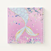 Whimsical Glitter Zeemeermin Beachy Onder het Zee Notitieboek (Achterkant)